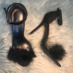 Lulus Feather Ankle Strap Heel